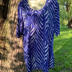 Susan Graver blue zebra print animal Large